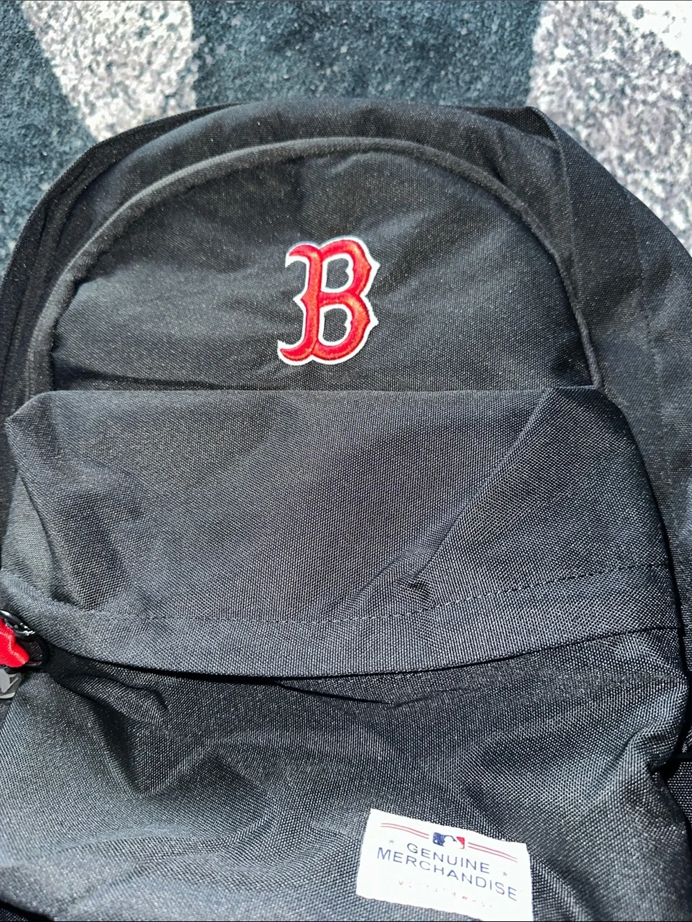 MLB Black Backpack with Red Boston B Logo